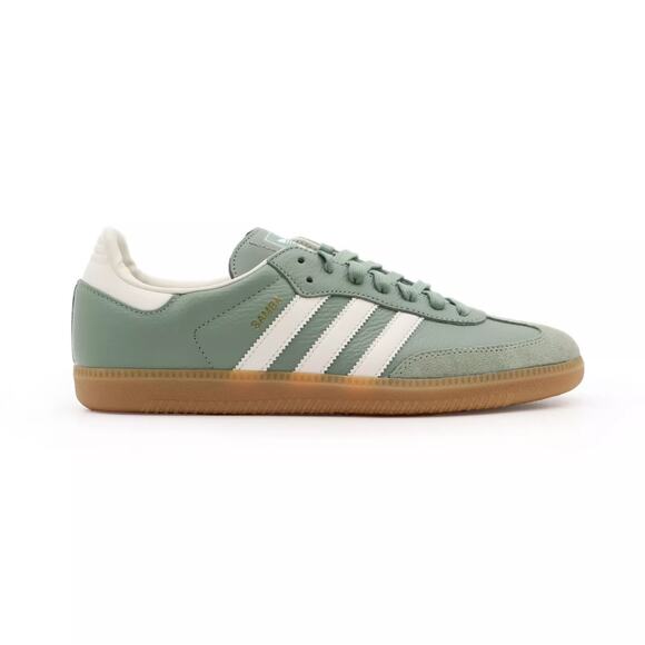 Size 11 Adidas Women's Samba OG Silver Green Chalk White Gum Brown Green IE7011 - Picture 1 of 6